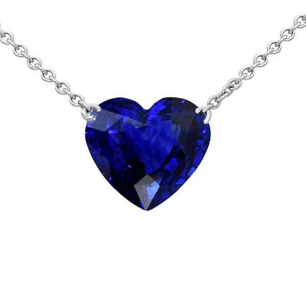 Ciondolo Solitario Cuore Collana Zaffiro Blu Scuro 3,50 Carati - harrychadent.it