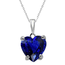 Ciondolo Solitario Cuore Zaffiro Blu Scuro Slide 4 Reng Set 4 Carati