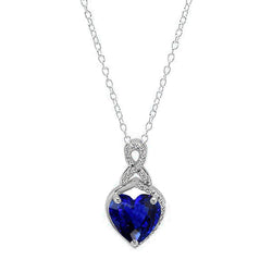 Ciondolo Solitario Cuore Zaffiro Blu Stile Infinito Oro 1,50 Carati
