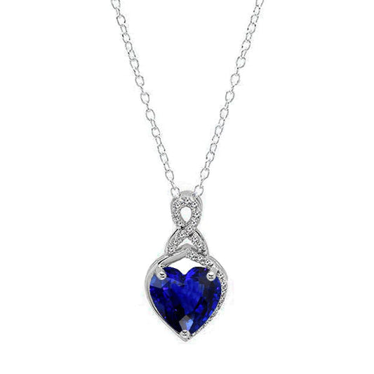 Ciondolo Solitario Cuore Zaffiro Blu Stile Infinito Oro 1,50 Carati - harrychadent.it
