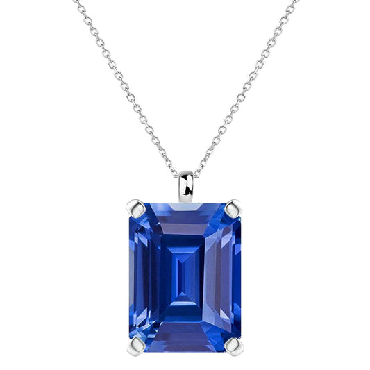 Ciondolo Solitario Smeraldo Ceylon Zaffiro Con Collana Cauzione 4 Carati - harrychadent.it