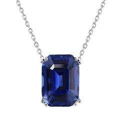 Ciondolo Solitario Smeraldo Collana Zaffiro Blu Scuro 4 Carati