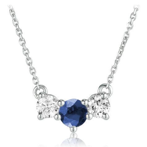 Ciondolo Zaffiro Rotondo Con Diamante Oro Bianco Gioielli 1.50 Carati - harrychadent.it