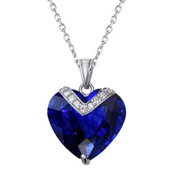 Ciondolo a cuore da donna Zaffiro blu scuro e gioielli con diamanti 4,50 carati