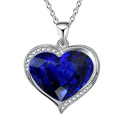 Ciondolo a cuore in pietra preziosa e diamante tondo scorrevole con catena 5 carati
