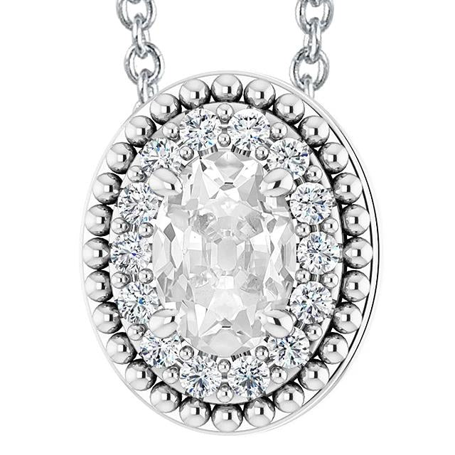 Halo Gold Diamante Ciondolo ovale Old Mine Cut Jewelry 8,50 carati - harrychadent.it