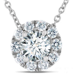 Ciondolo a forma di alone da donna con diamante rotondo da 2 carati in gioielli scintillanti in oro bianco 14 carati