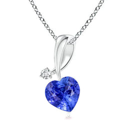 Ciondolo a forma di cuore con zaffiro blu e diamanti Twisted Style Bail 3 carati