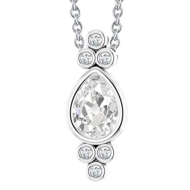 Set di castoni con ciondolo a forma di diamante da donna, pera, taglio antico, catena scorrevole da 3,50 carati - harrychadent.it
