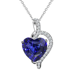 Ciondolo con diamanti a forma di cuore con zaffiro pavimenta stile intrecciato Cauzione 4,50 carati
