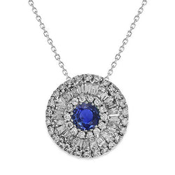 Ciondolo con doppio zaffiro blu e diamanti stile vintage 4,25 carati