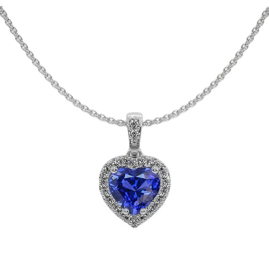 Ciondolo con gemma a cuore in oro e diamante tondo con catena 2,50 carati - harrychadent.it