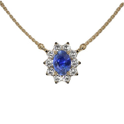 Ciondolo con gemma ovale Halo e diamante rotondo stile stella 2,50 carati