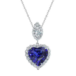 Ciondolo con zaffiro Halo Heart Marquise e diamante tondo 3,25 carati