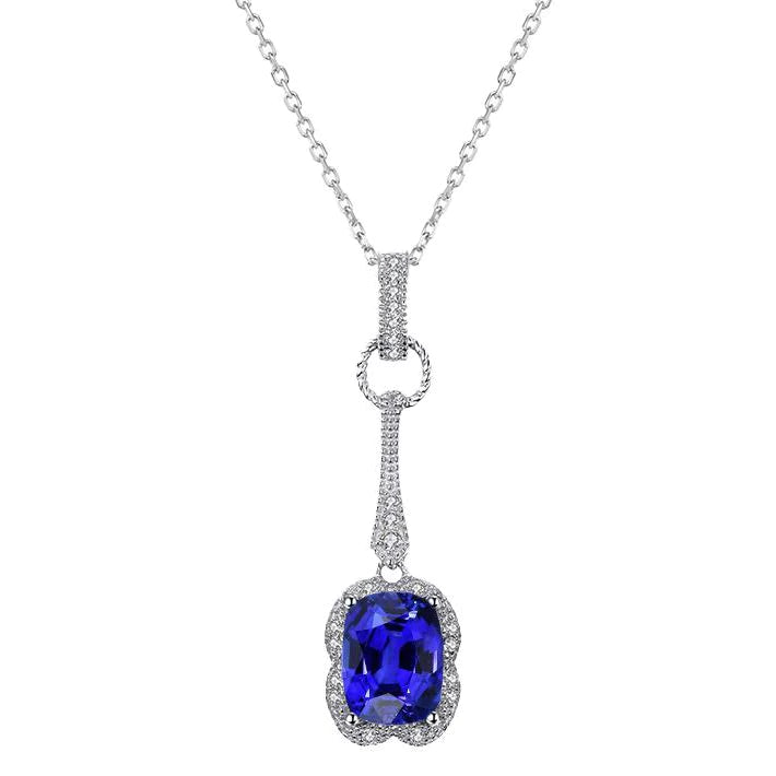 Ciondolo con zaffiro blu ovale e diamante rotondo oro 14K 1,75 carati - harrychadent.it