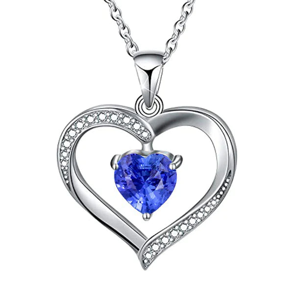 Ciondolo cuore con zaffiro azzurro e diamanti oro 14K 2,50 carati - harrychadent.it