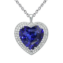 Ciondolo cuore doppio alone con zaffiro blu e diamanti oro 6,50 carati