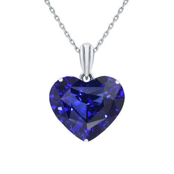 Ciondolo cuore solitario zaffiro blu scuro oro bianco 14K 3,50 carati