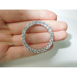 Ciondolo da donna con cerchio in vita con diamante rotondo da 8,75 carati in gioielli in oro bianco 14K