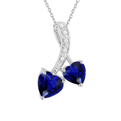 Ciondolo da donna con pietre preziose a forma di cuore e diamanti stile intrecciato 2,75 carati