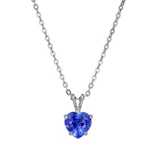 Ciondolo da donna con zaffiro azzurro a cuore solitario con catena 1 carato - harrychadent.it