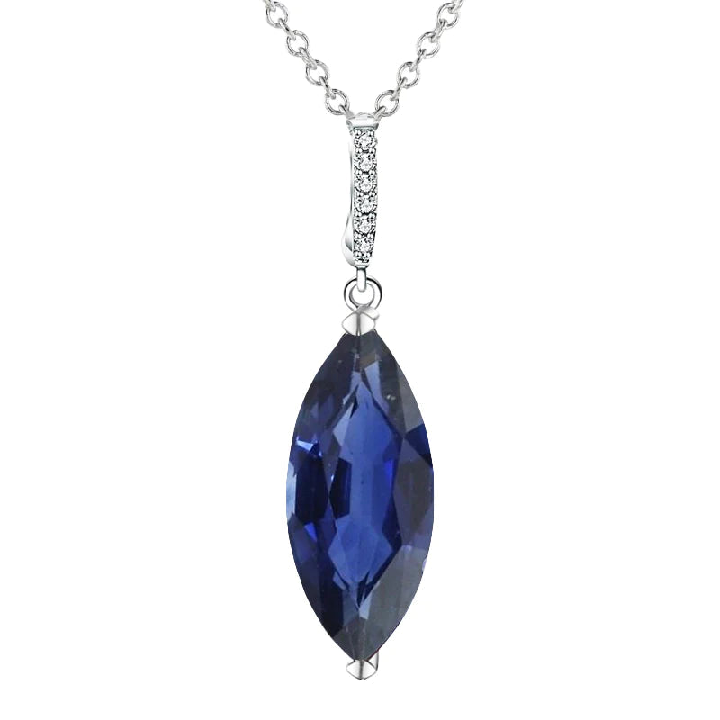 Ciondolo da donna con zaffiro blu scuro marquise e diamanti 4,75 carati - harrychadent.it