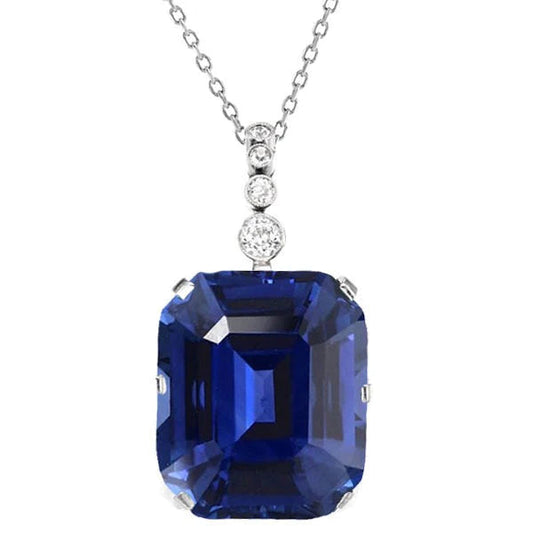 Ciondolo da donna con zaffiro smeraldo e diamanti con catena 5,25 carati - harrychadent.it