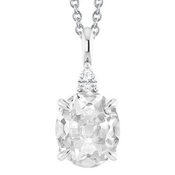 Ciondolo di diamanti con artigli d'aquila 5,50 ct di diamante ovale e taglio a pera 2 oro bianco 14K da minatore