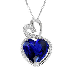 Ciondolo fantasia cuore zaffiro blu e diamante rotondo 4,25 carati