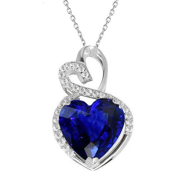 Ciondolo fantasia cuore zaffiro blu e diamante rotondo 4,25 carati - harrychadent.it