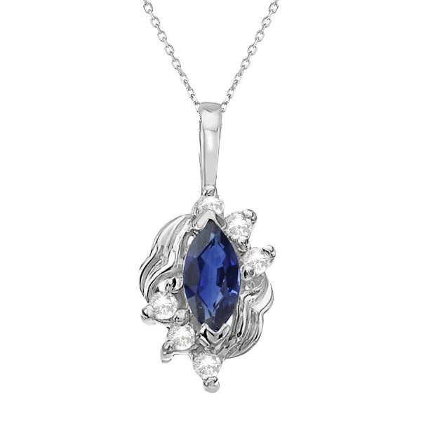 Ciondolo fantasia da donna con zaffiro blu marquise e diamante 2,25 carati - harrychadent.it