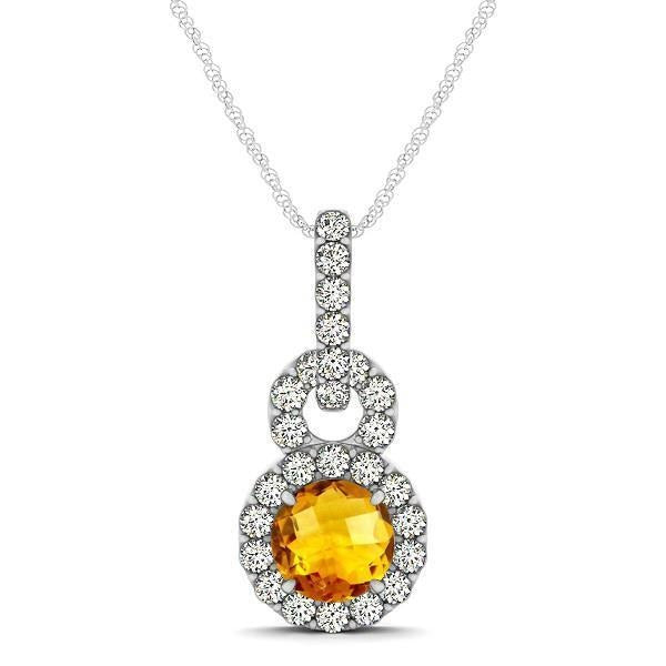 Ciondolo in oro bianco con citrino a taglio brillante e diamanti da 11 ct con catena - harrychadent.it