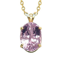Ciondolo in pietra preziosa Kunzite rosa taglio ovale grande 20 carati in oro giallo 14K