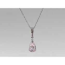 Ciondolo in pietra preziosa di Kunzite con taglio a pera rosa Gioielli in oro bianco 11 carati