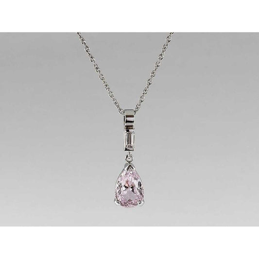 Ciondolo in pietra preziosa di Kunzite con taglio a pera rosa Gioielli in oro bianco 11 carati - harrychadent.it