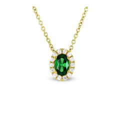 Ciondolo in pietra preziosa verde smeraldo con diamanti 3,60 ct YG 14K