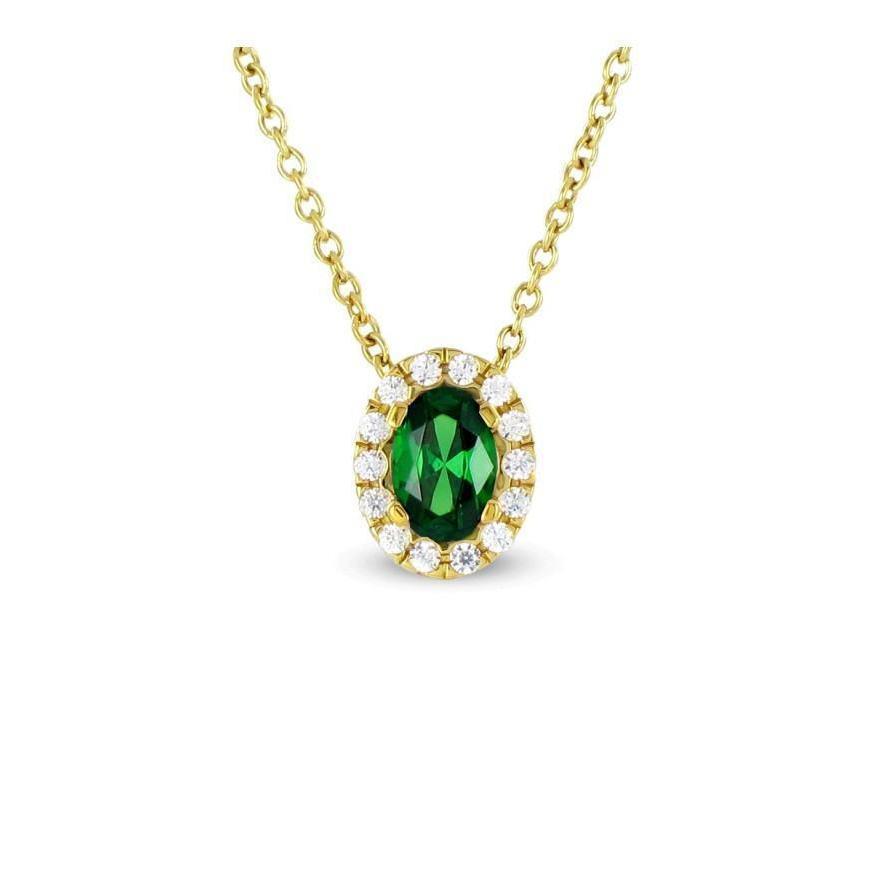 Ciondolo in pietra preziosa verde smeraldo con diamanti 3,60 ct YG 14K - harrychadent.it