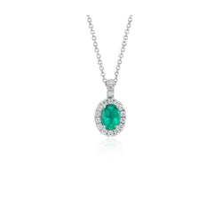 Ciondolo in Pietra Preziosa Verde Smeraldo E Diamante Con Catena 6.50 Carati