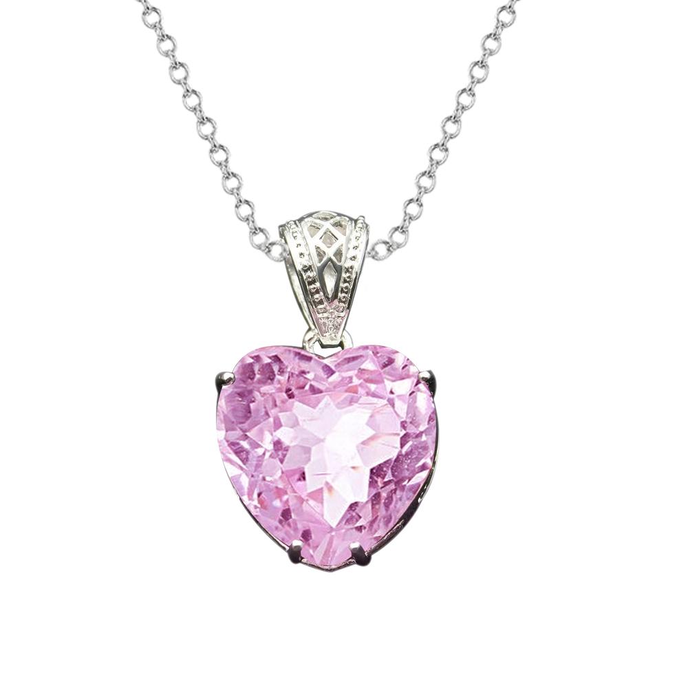 Ciondolo per collana solitario Kunzite rosa con taglio a cuore 27 carati Nuovo - harrychadent.it