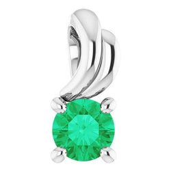 Ciondolo solitario verde smeraldo 2,50 carati con gioielli da donna in oro bianco 14K Nuovo