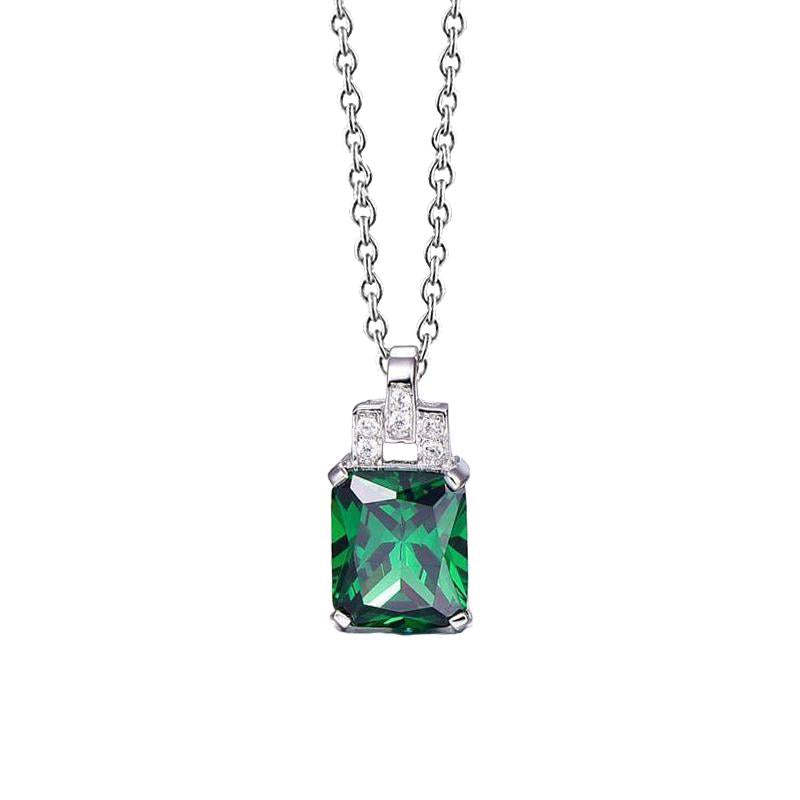 Collana Ciondolo in pietra preziosa Verde Smeraldo & Diamante 6.20 Carati WG 14K - harrychadent.it