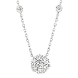 Collana Flower Pendant con diamante tondo da 2,90 carati in oro bianco 14 carati