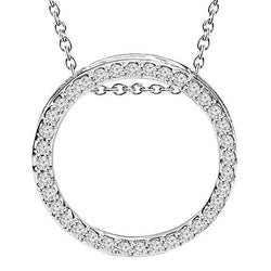 Collana Pendente Cerchio Diamanti Rotondi 1.90 Carati In Oro Bianco 14K