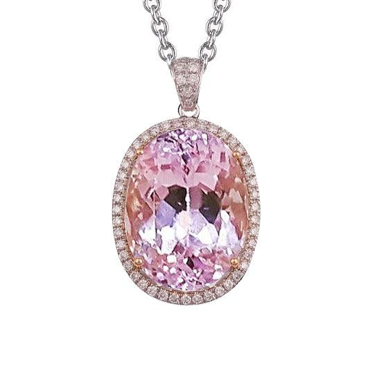 Collana Pendente Con Catena 35.25 Carati Kunzite Con Diamanti - harrychadent.it