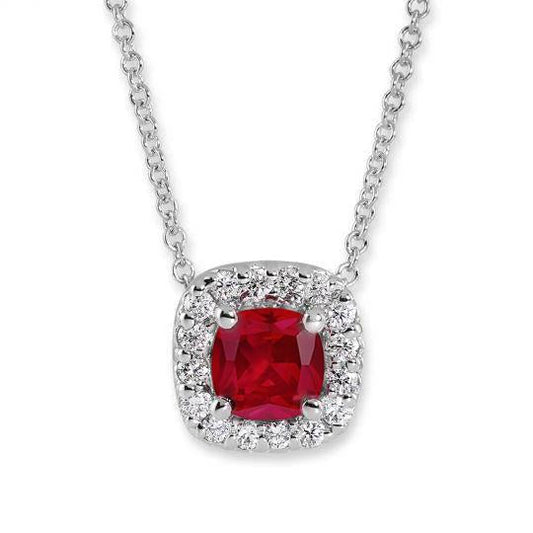 Collana Pendente Con Catena 3.65 Ct. Rubino E Diamanti Oro Bianco - harrychadent.it
