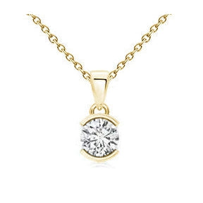 Collana Pendente Di Diamanti Con Catena 1 Carato Mezza Lunetta In Oro Giallo