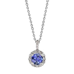Collana Pendente Diamanti Tanzanite Taglio Brillante 3,50 Carati