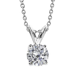 Collana Pendente Donna con Diamante Taglio Rotondo 2.50 Carati in Oro Bianco 14K Large