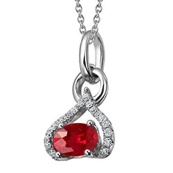 Collana Pendente Forma Cuore 5.60 Carati Rubino E Diamanti WG 14K