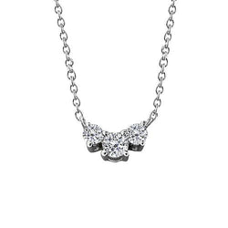 Collana Pendente Lady con 2 Diamanti Rotondi Carati, Tre Pietre in Oro Bianco 14K